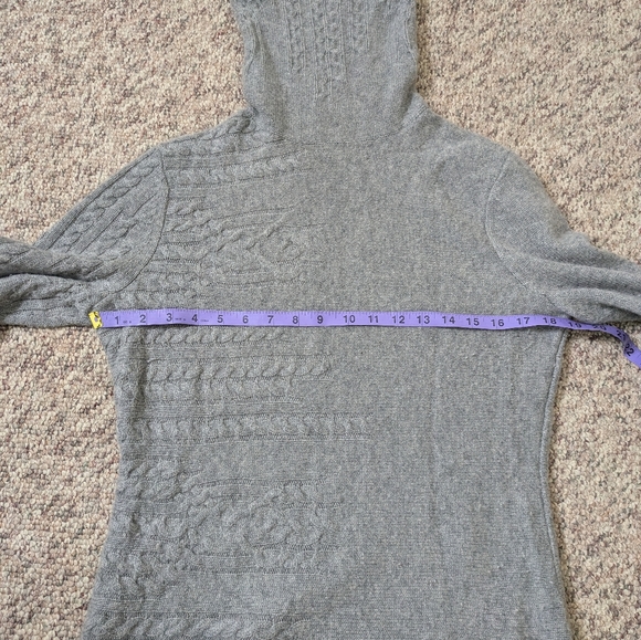 lafayette 148 new york 100% Cashmere Gray Turtleneck Knit Sweater Medium * Read - Picture 8 of 13